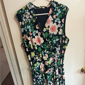 Navy blue and peach floral stretchy dress - Tommy Hilfiger 16W